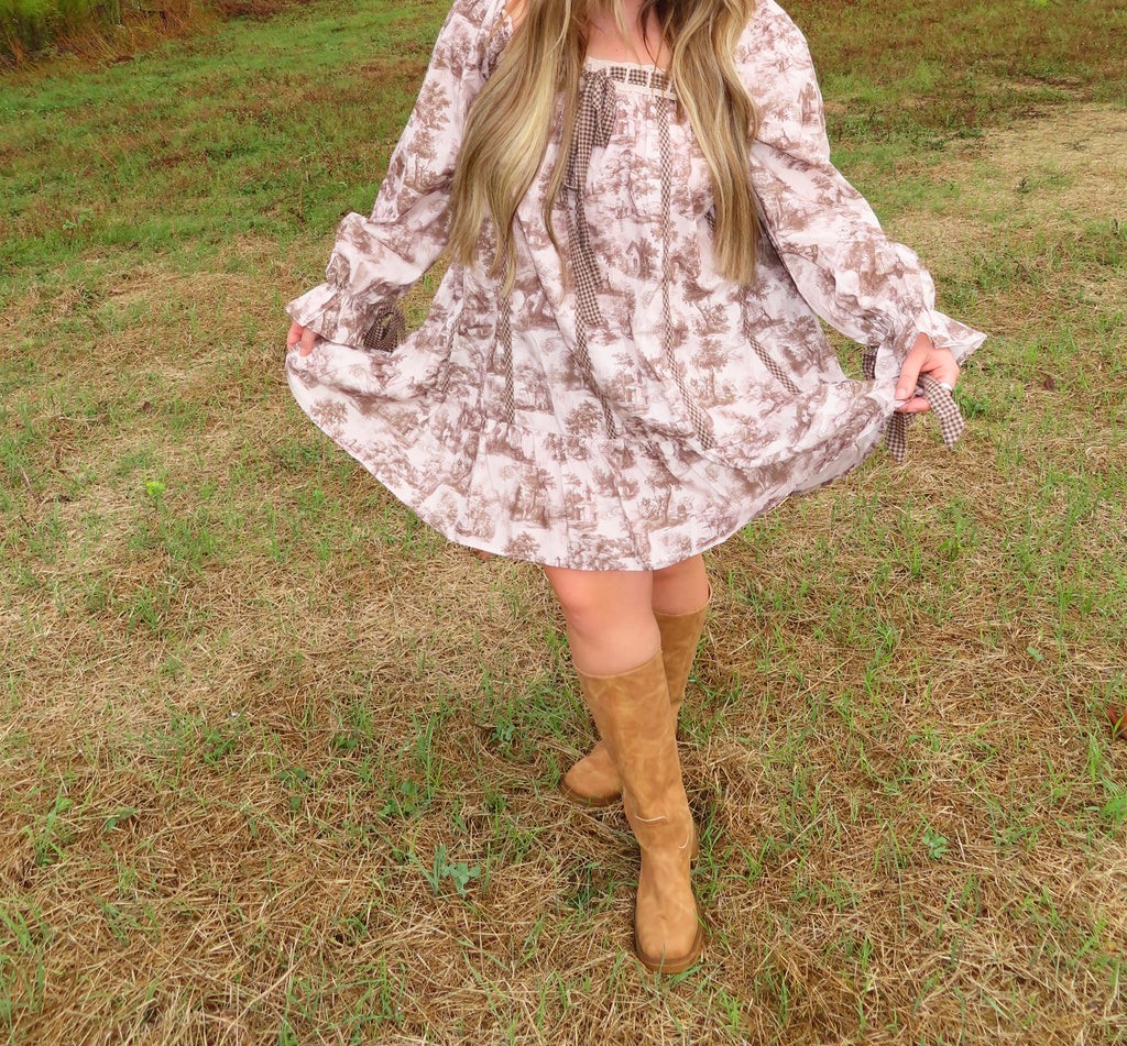 BOW TIE FALL BABY DOLL MINI DRESS