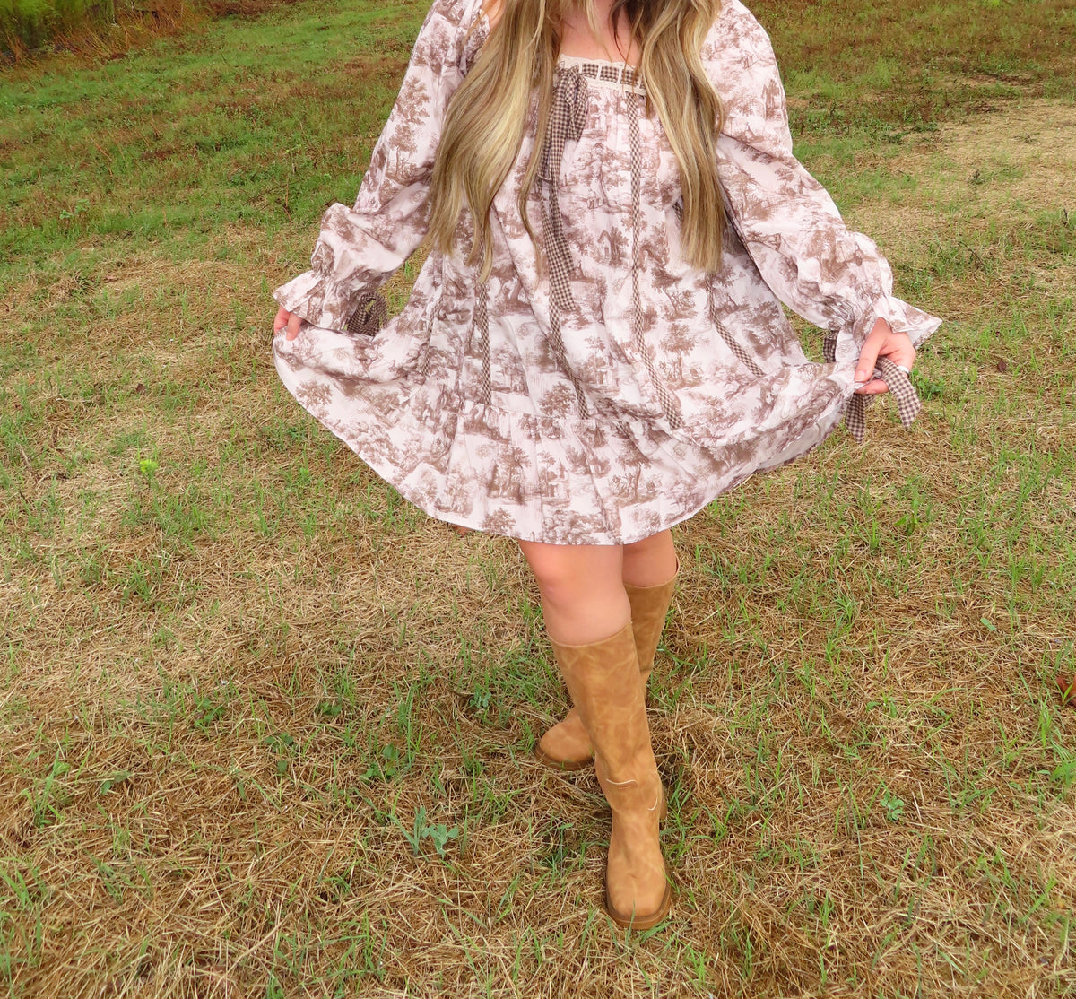 BOW TIE FALL BABY DOLL MINI DRESS